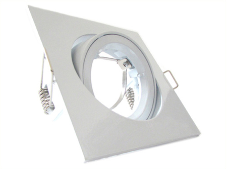 Porta Faretto Led GU10 MR16 Orientabile Quadrato Con Ghiera Bianco