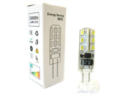 Lampada LED Bispina G4 Con Silicone 24 SMD 3014 DC/AC 12V Bianco Caldo Senza Cambiare Trasformatore