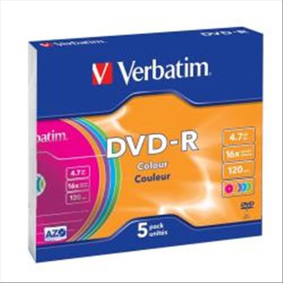 VERBATIM 43557 DVD-R 4.7GB SLIM CASE CONFEZIONE 5 Pz.