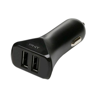 PNY P-P-DC-2UF-K01-RB CARICABATTERIE DA AUTO 1xUSB 2.4A 1xUSB 1A COLORE NERO