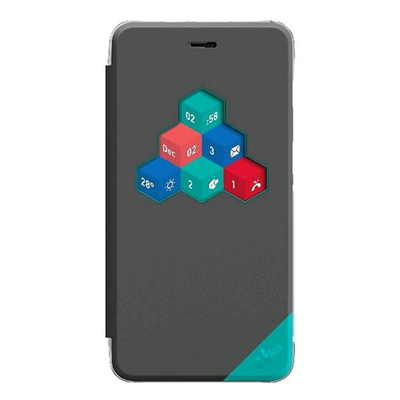 WIKO FREDDY CUSTODIA ORIGINALE CON FINESTRA INTERATTIVA COLORE DARK GREY