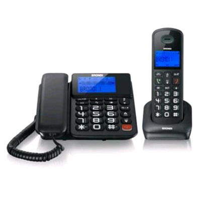 BRONDI TELEFONO + TELEFONO CORDLESS BRAVO STYLE TASTI GRANDI TRASFERIMENTO CHIAMATA