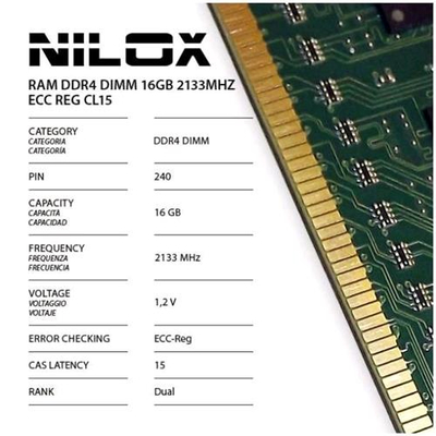 NILOX NXR162133M1C15 MEMORIA RAM 16GB 2.133MHz TIPOLOGIA DIMM TECNOLOGIA DDR4