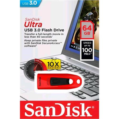 SANDISK ULTRA CHIAVETTA USB 3.0 64GB COLORE ROSSO