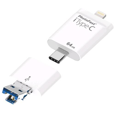 PHOTOFAST ITYPE-C MEMORY ADAPTER, USB-C, USB, MICRO-USB E LIGHTNING 64GB WHITE