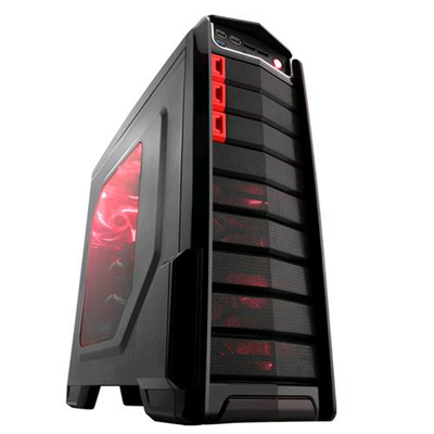 ITEK DEFENDER CASE MIDI-TOWER GAMING VENTOLE 3X12CM FINESTRA TRASPARENTE ILLUMINAZIONE LED ROSSO COLORE NERO