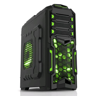 ITEK DESTROYER CASE MIDI-TOWER GAMING VENTOLE 3X12CM ILLUMINAZIONE LED VERDE FINESTRA TRASPARENTE COLORE NERO