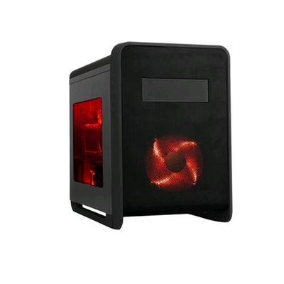 ITEK ECLIPSE CASE CUBE GAMING VENTOLA 12CM LED ROSSO FINESTRA TRASPARENTE COLORE NERO