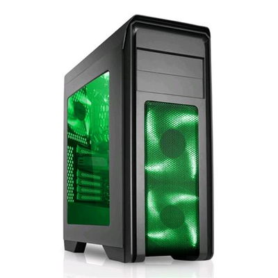 ITEK CYCLONE CASE MIDI-TOWER GAMING  VENTOLE 3X12CM FINESTRA TRASPARENTE ILLUMINAZIONE LED VERDE COLORE NERO