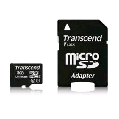 TRANSCEND TS8GUSDHC10U1 MICRO SD HC 8GB CLASSE 10 CON ADATTATORE SD INCLUSO