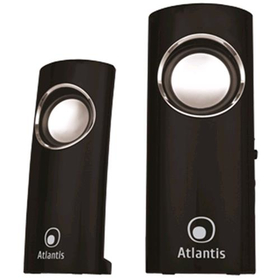 ATLANTIS SPEAKER SOUNDPOWER 340 ALIMENTAZIONE USB STEREO AMPLIFICATE 2.0 INGRESSO MICROFONO/USCITA CUFFIE NERO LUCIDO