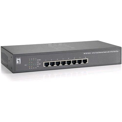 LEVEL ONE FEP-0812 SWITCH 4 PORTE LAN RJ-45 + 4 PORTE POE RJ-45 10/100 Mbps COLORE GRIGIO